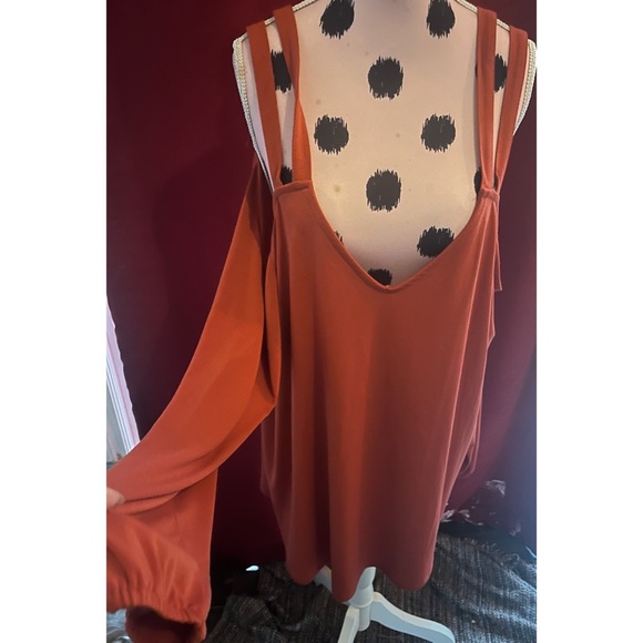 Torrid Cold Shoulder Orange Blouse - Picture 2 of 4